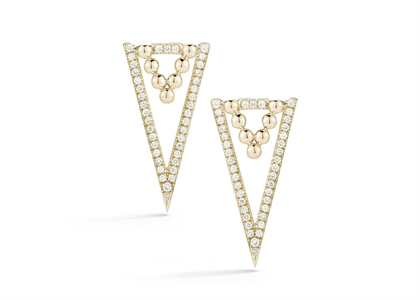 CZ's Double Triangle Beaded Earring